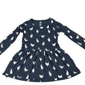 Tea collection girls chicken novelty farm twirl dress black cream 3